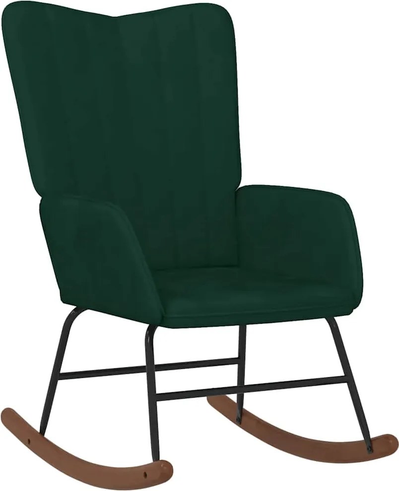 vidaXL Scaun balansoar, verde închis, catifea