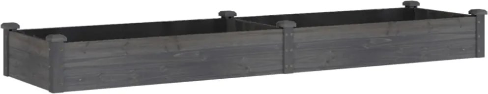 vidaXL Strat grădină înălțat cu căptușeală gri 240x60x25 cm, lemn brad