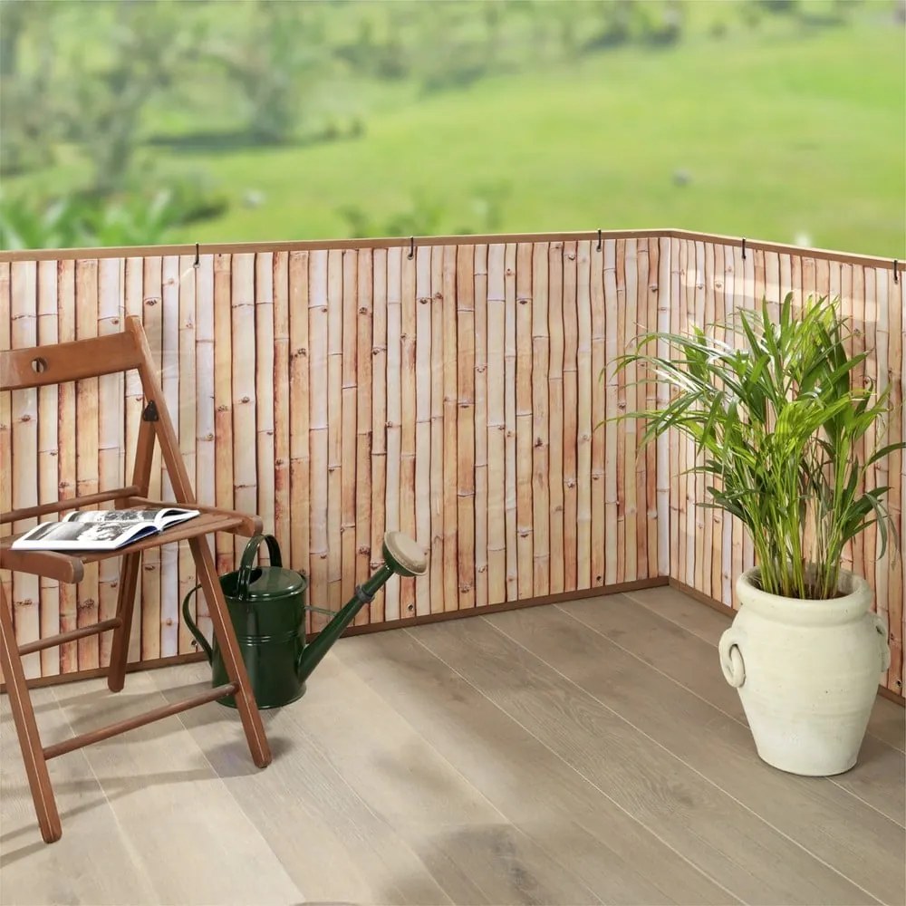 Paravan pentru balcon maro deschis din plastic 500x85 cm – Maximex