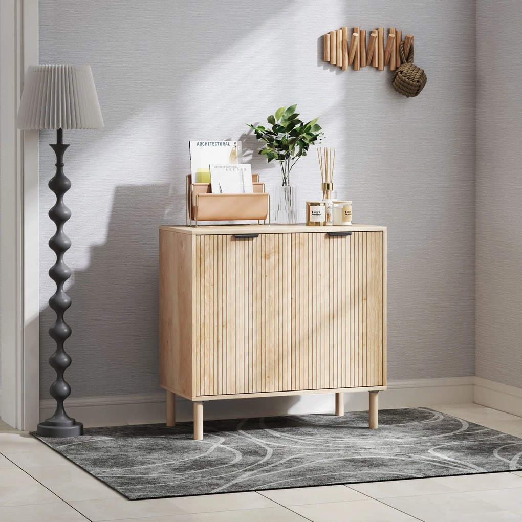 HOMCOM Dulap de Depozitare cu 2 Uși și Rafturi Reglabile, 78x40x77,5 cm, Stejar | Aosom Romania