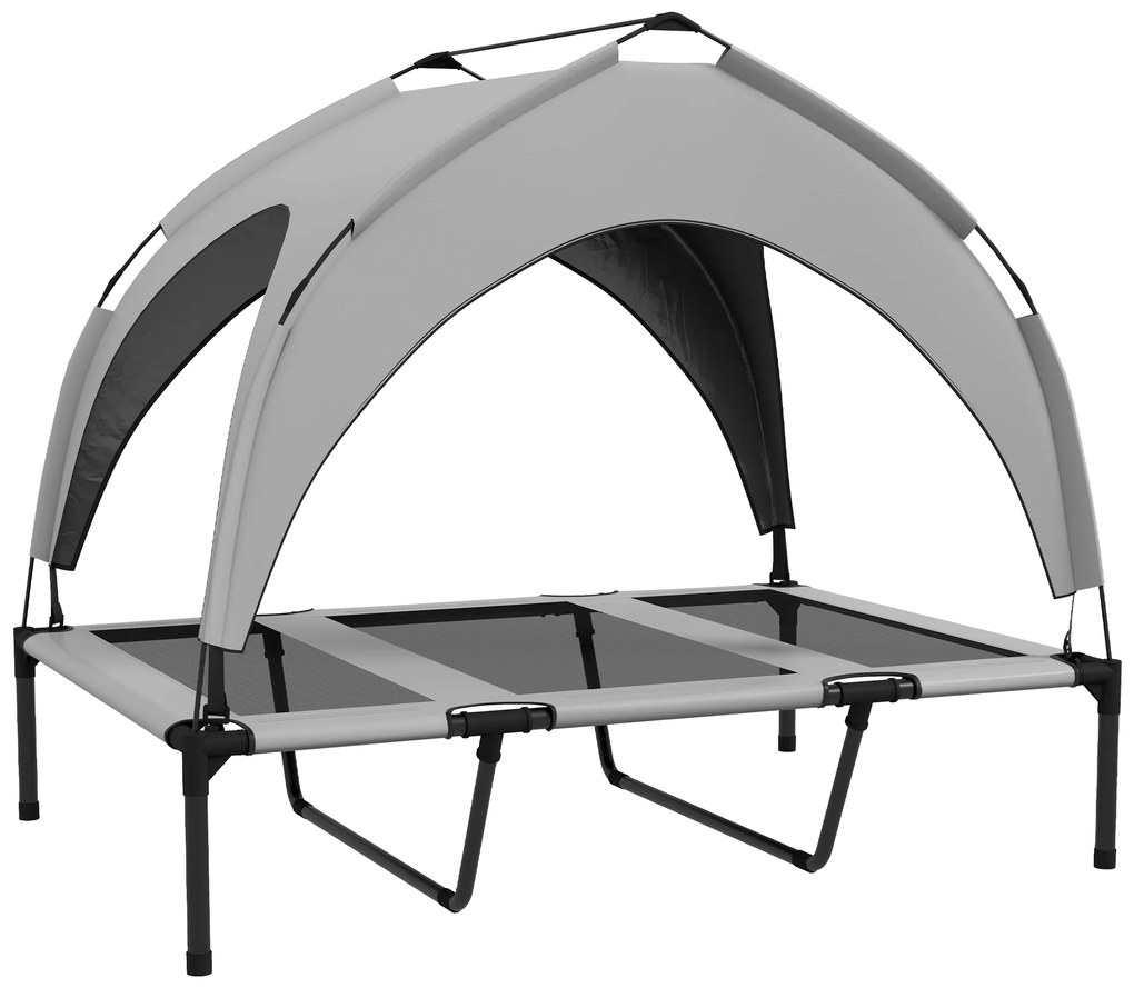 PawHut Pat pentru animale de companie pe picioare înalt confort velum anti-UV din oxford, geantă de transport inclusă 106 x 76 x 94 cm gri | Aosom Romania