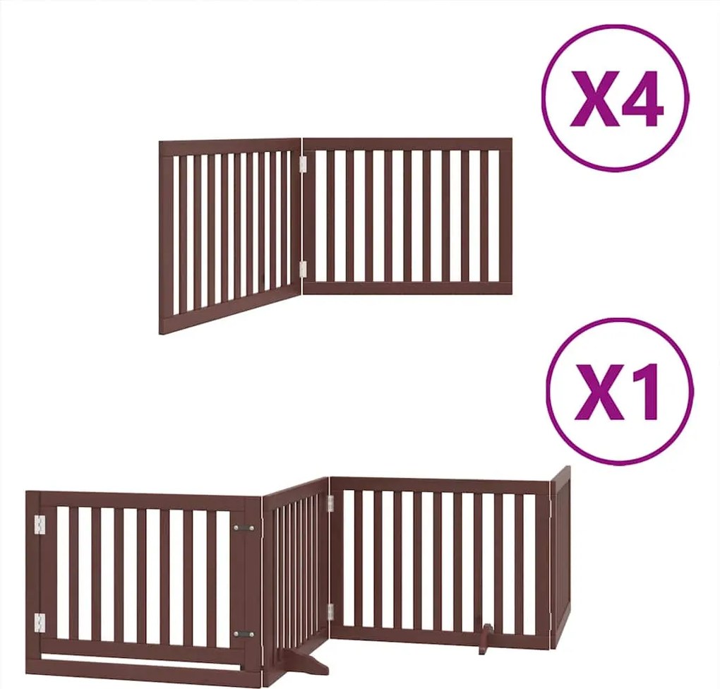 vidaXL Poartă câini pliabilă cu ușă 12 panouri maro 960 cm, lemn plop
