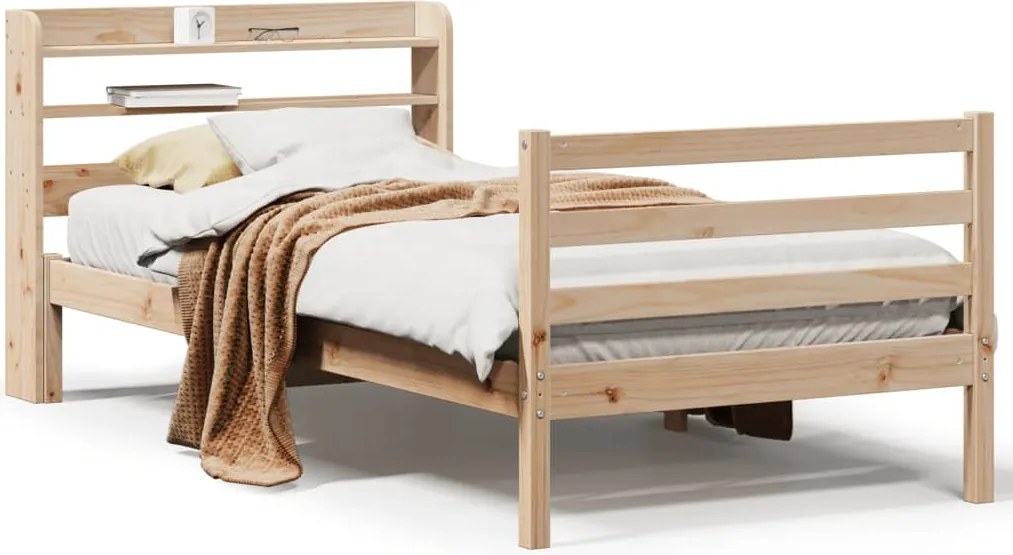 vidaXL Cadru de pat cu tăblie, 90x200 cm, lemn masiv de pin