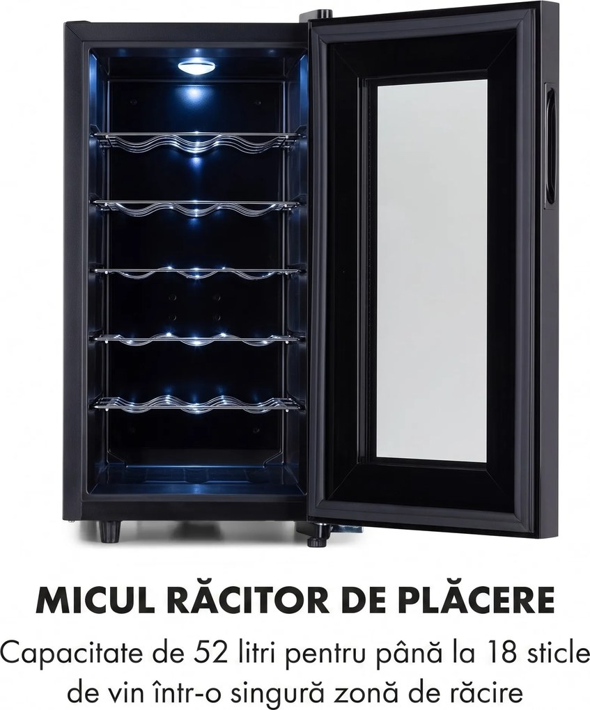 Klarstein Bellevin 18 Uno, răcitor de vinuri, 52 de litri, 11 - 18 ° C, o zonă