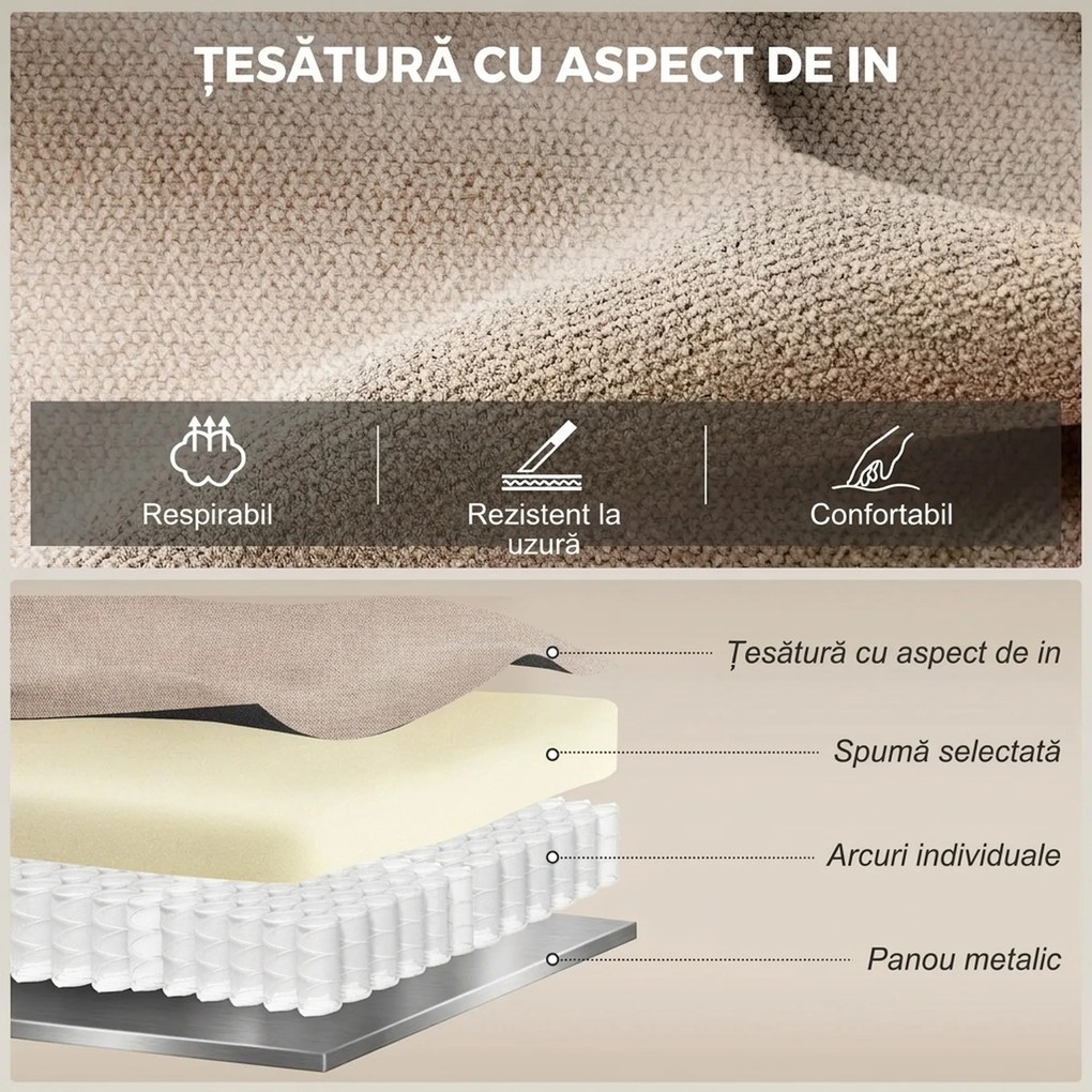 HOMCOM Fotoliu Rabatabil Manual cu Pernă Groasă, Suport pentru Picioare, 85x93x105cm, Bej | Aosom Romania