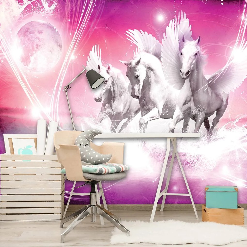 Fototapet - Pegas pe fundal roz (152,5x104 cm)