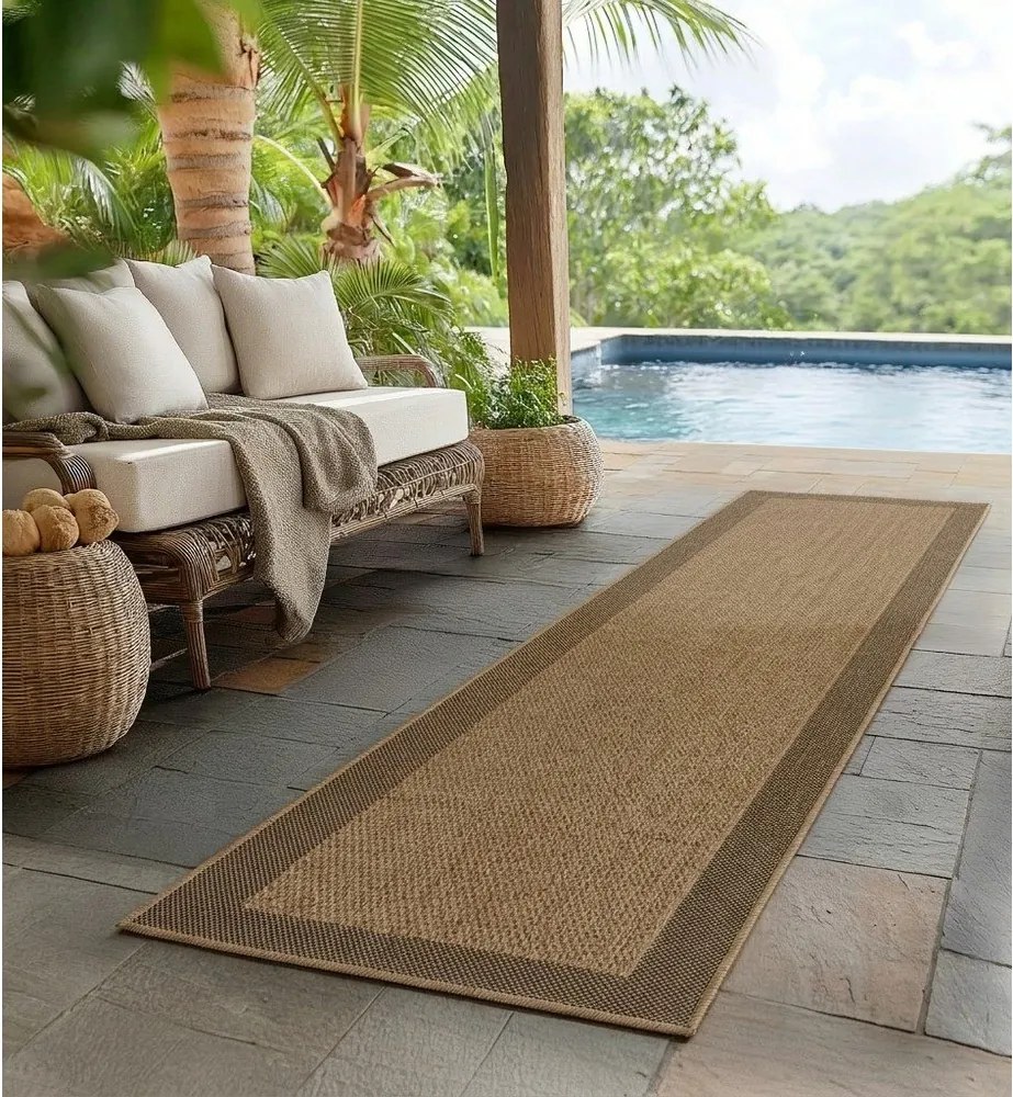 Covor tip traversă pentru interior și exterior maro 80x250 cm Timber 1402 – Ayyildiz Carpets