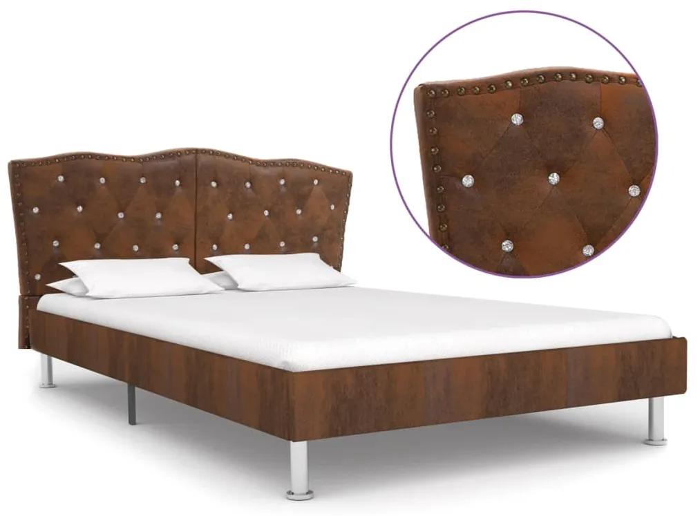 280544 vidaXL Cadru de pat, maro, 140 x 200 cm, piele întoarsă artificială