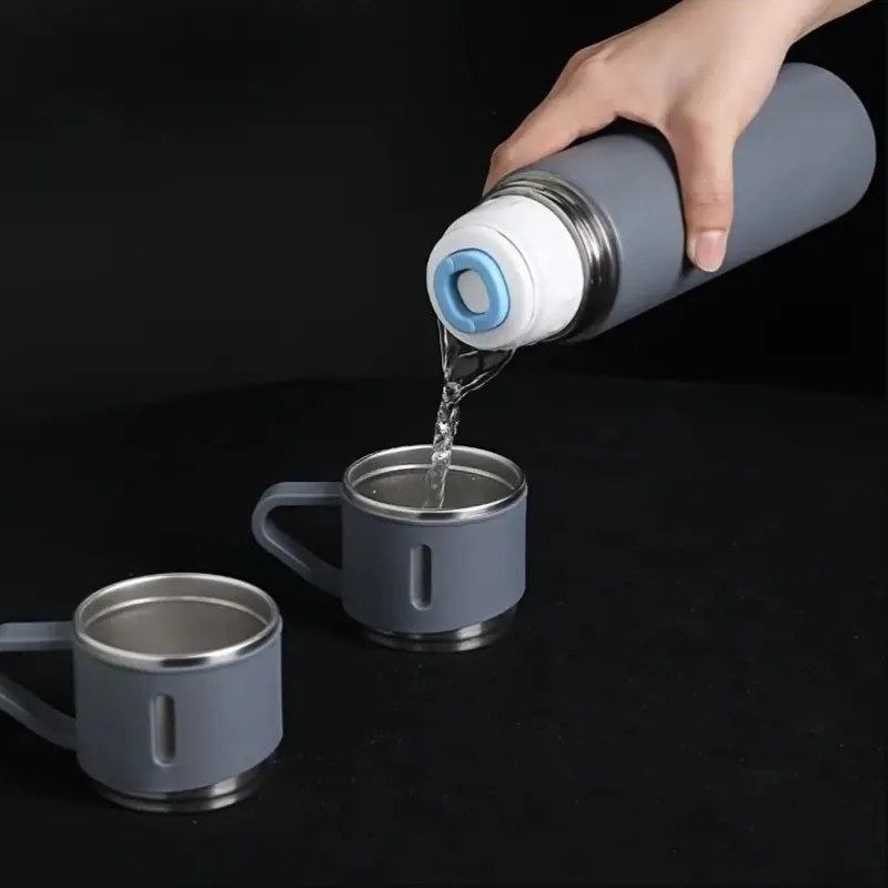 Termos 500 ml cu 3 cesti HOT&COLD, bej