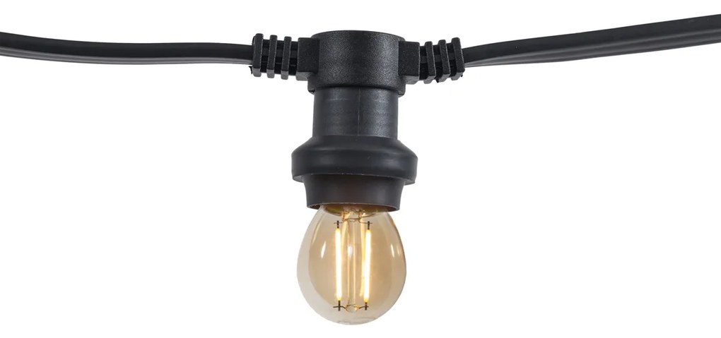 Ghirlandă luminoasă neagră conectabilă cu priză 10m, incl. 20 becuri E27 P45, IP64 - Lubber