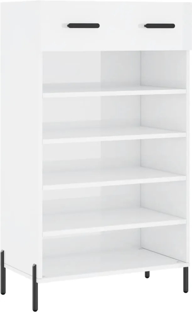 vidaXL Pantofar, alb extralucios, 60x35x105 cm, lemn prelucrat