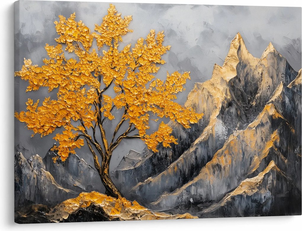 Tablou – Arbore auriu în munți (70x50 cm)