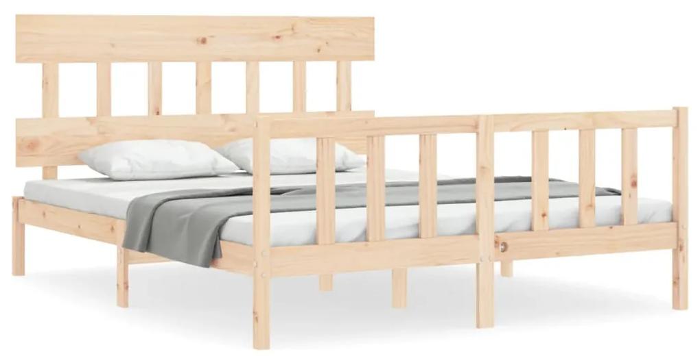 3193341 vidaXL Cadru de pat cu tăblie, king size, lemn masiv