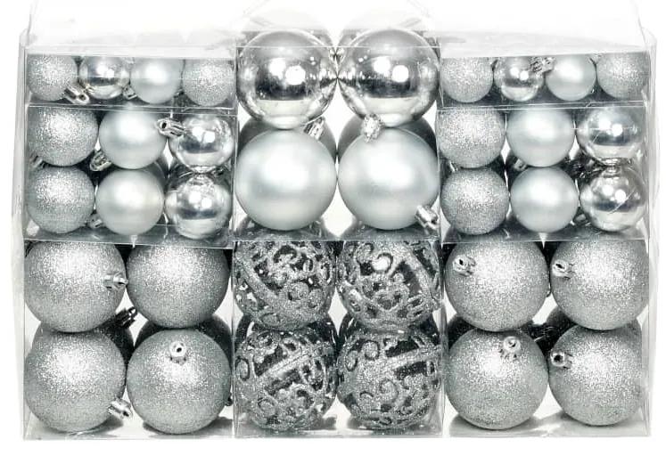 245712 vidaXL Set globuri de Crăciun 100 de piese, 3/4/6 cm, argintiu