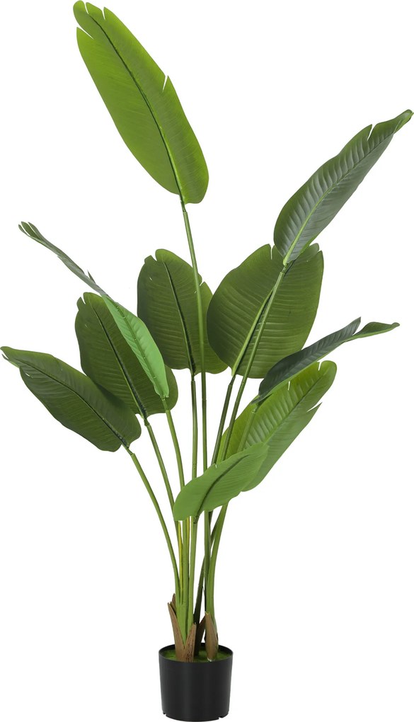 HOMCOM Plantă Artificială de 160 cm cu 10 Frunze din PEVA Verde cu Ghiveci, Ø16.5x13.5 cm | Aosom Romania