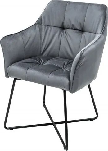 Set de 2 scaune elegante cu cotiere confortabile Loft, gri argintiu