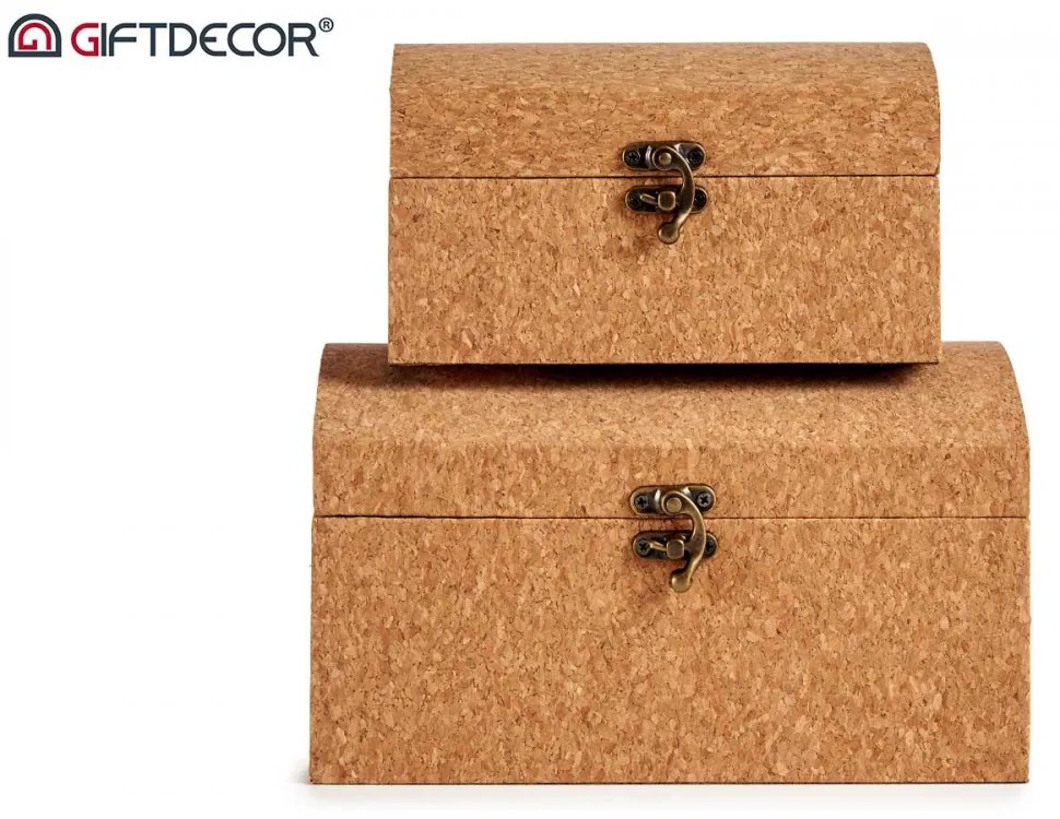 Set 2 cutii din pluta cu capac, CORK TRUNKS