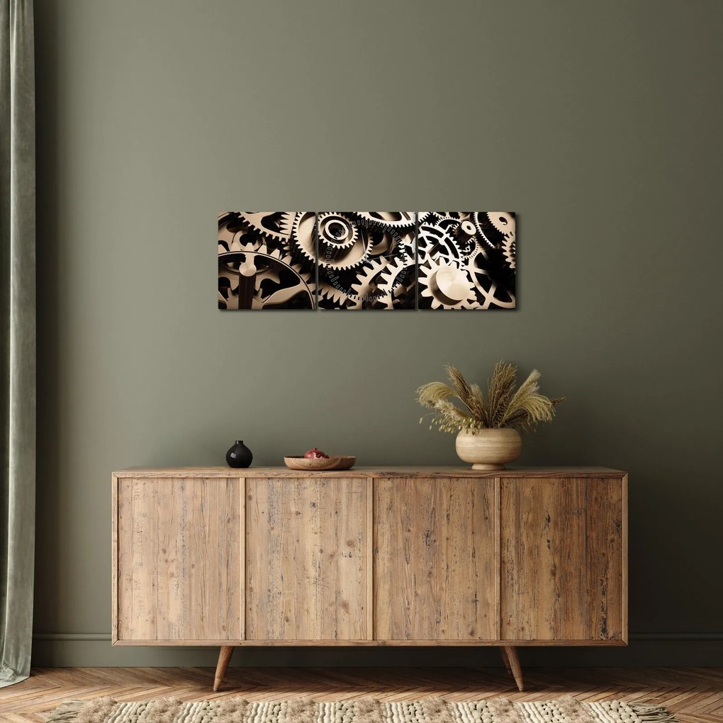 Tablou - Piese de ceas (cu ceas) (90x30 cm)