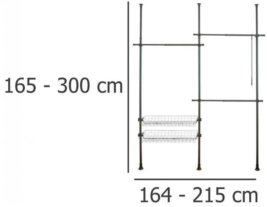 Suport pentru haine negru telescopic din metal Herkules – Wenko