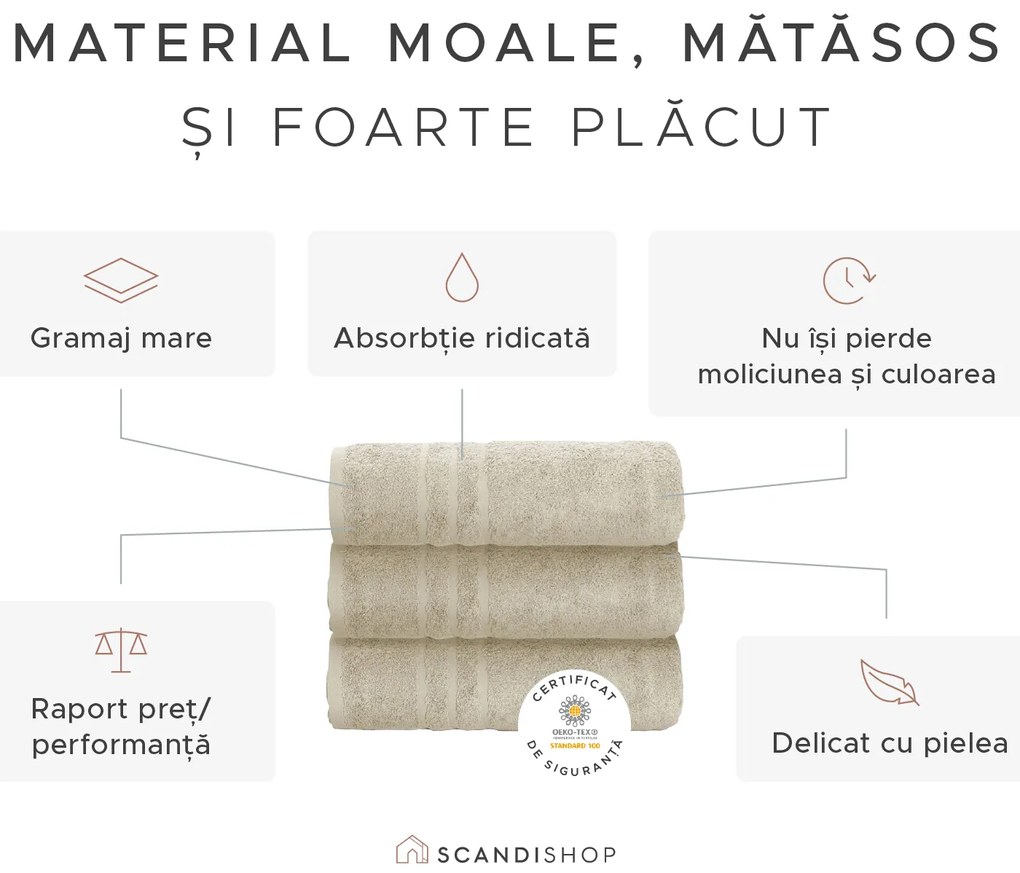 Prosop de corp Confort Maxi crem 100 x 200 cm, 100% bumbac