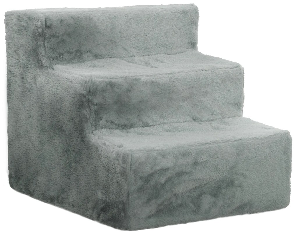 PawHut Scăriță pentru câine cu 3 trepte scăriță pentru pisică scară antiderapantă pentru animale 46 x 35 x 35 cm gri deschis | Aosom Romania