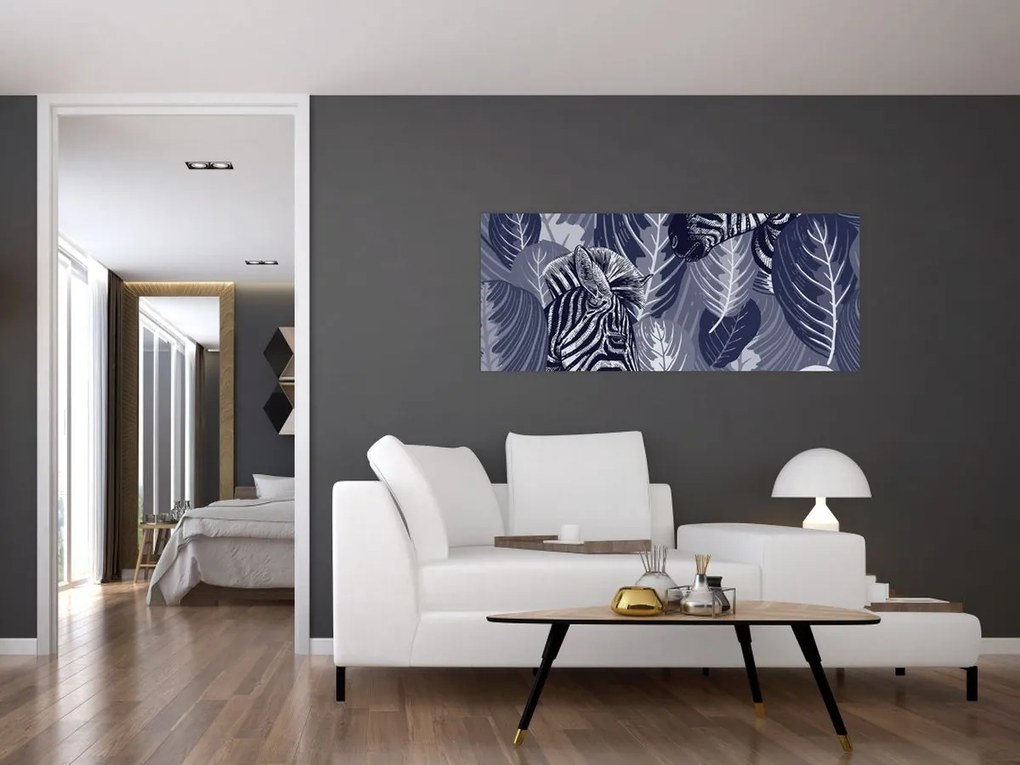 Tablou - Zebre albastre (120x50 cm)