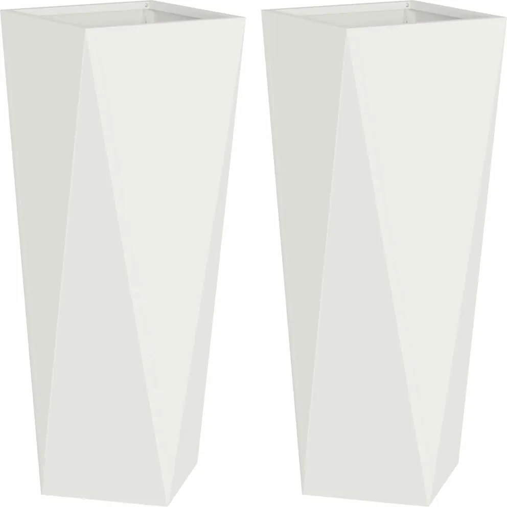 vidaXL Jardinieră 2 pcs Alb 30 x 30 x 75 cm Oțel