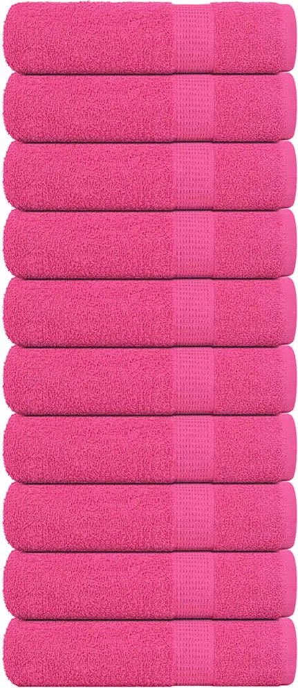 vidaXL Prosoape de baie, FROGN, 10 buc., roz, 100x150 cm, 360 g/m²