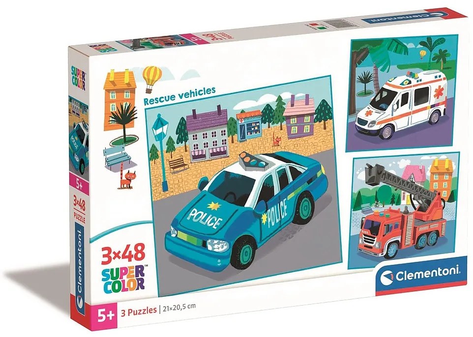 Vehicul Rescue Puzzle 3x48 de piese Clementoni