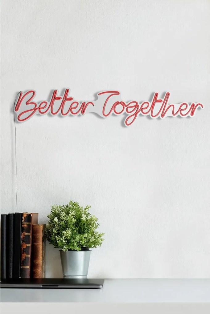 Decoratiune luminoasa LED de perete Better Together Rosu 84x16x2 cm