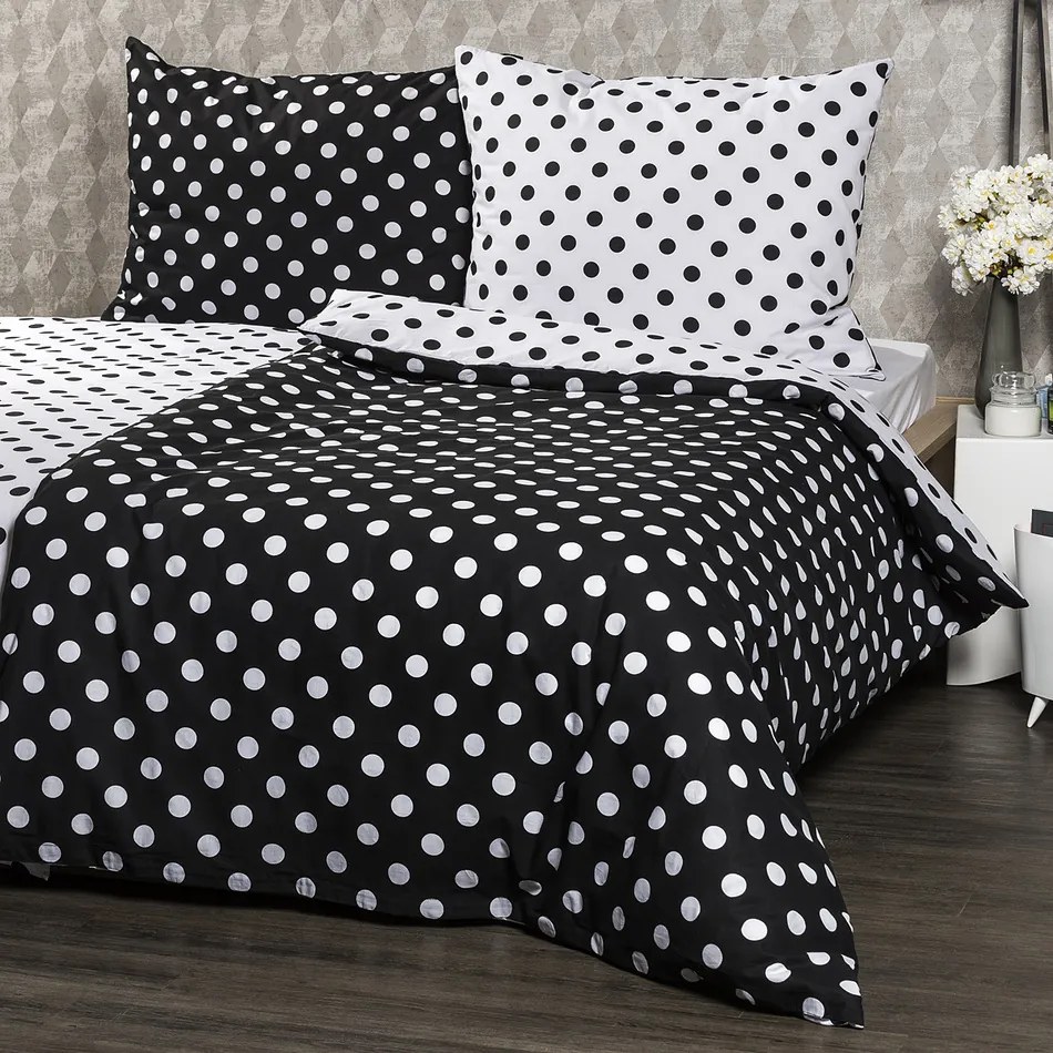 4Home Lenjerie pat bumbac Buline negre, 220 x 200 cm, 2 buc 70 x 90 cm, 220 x 200 cm, 2 buc. 70 x 90 cm