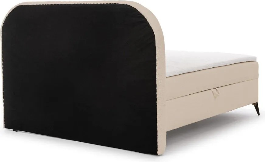 Pat boxspring bej cu spațiu de depozitare 200x200 cm Ornes – Ropez