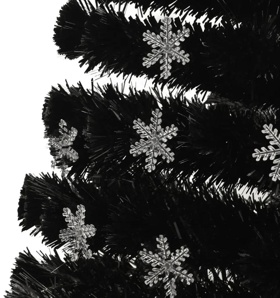Brad Craciun cu LED fulgi de zapada, negru 180 cm fibra optica 180 x 80 cm, 1