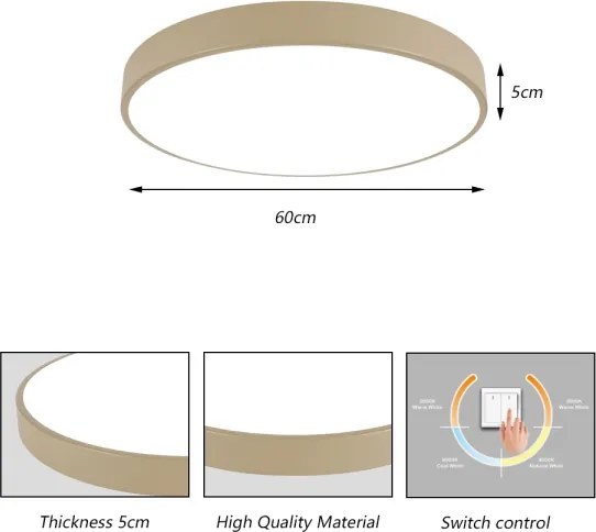 Brilagi - Plafonieră LED POOL, 60W, 230V, 3000/4500/6000K, diam. 60 cm, bej
