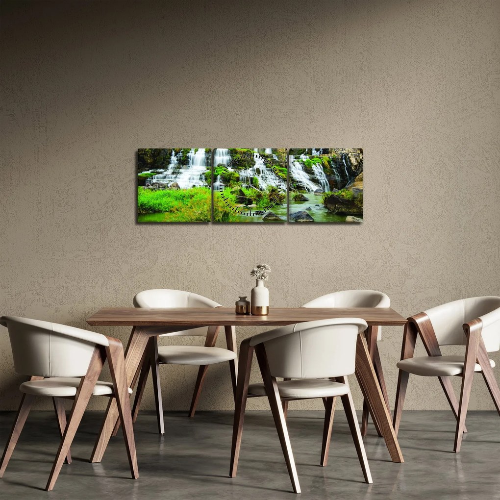Tablou - cascade cu plante (cu ceas) (90x30 cm)