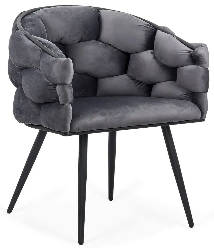 Scaun living modern din catifea si cadru metalic BUC 256 gri