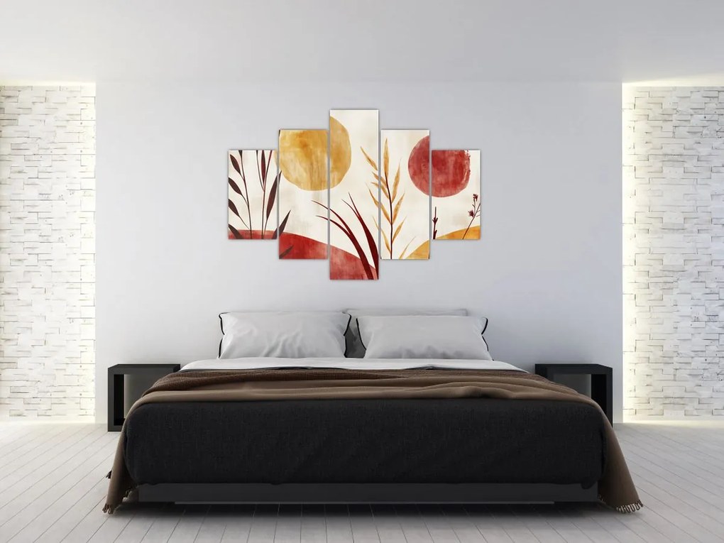 Tablou - Plante și cercuri (150x105 cm)