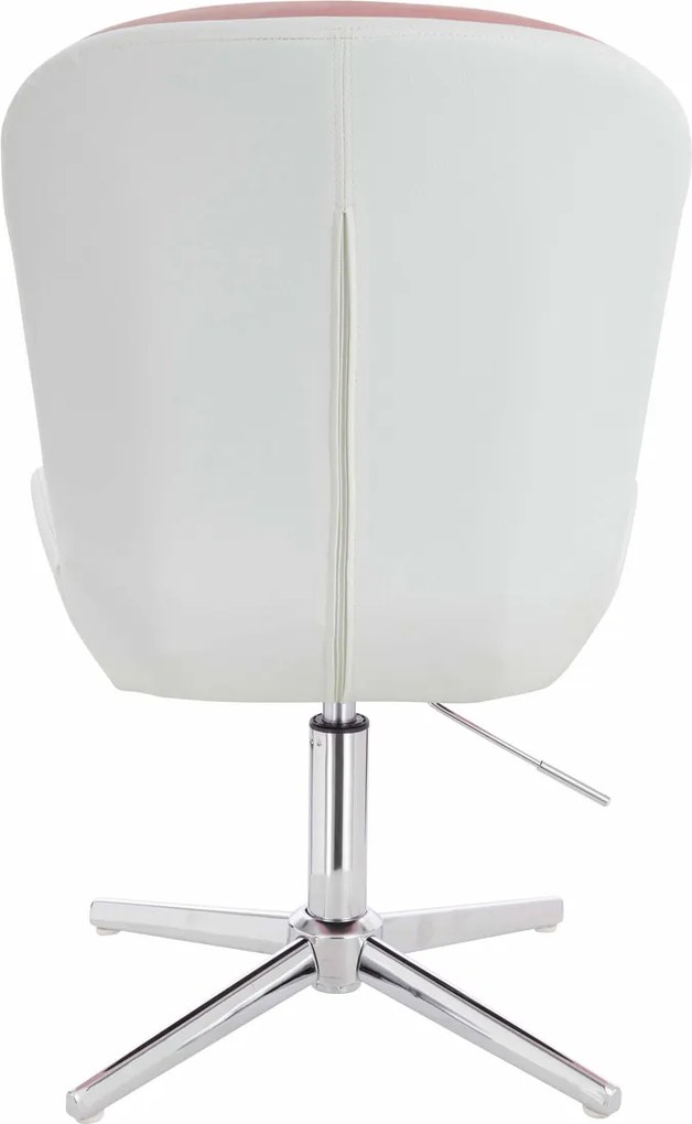 HR690CROSS Scaun Velvet&amp;soft Piele Pu Roz Pudră/Alb Bază Cromata