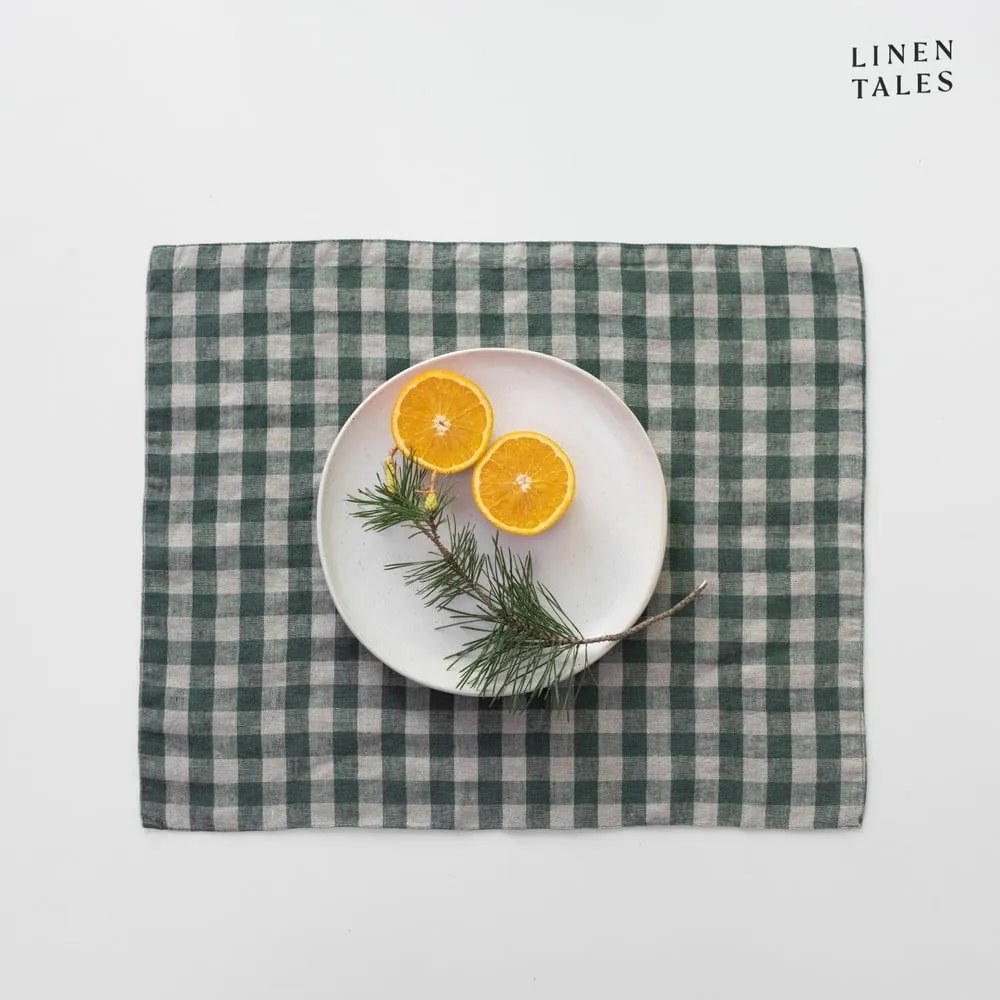 Suport pentru farfurii din in 35x45 cm Forest Green Gingham – Linen Tales