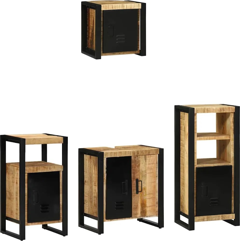vidaXL Set de mobilier pentru baie cu sertar 4 pcs Lemn de mango solid