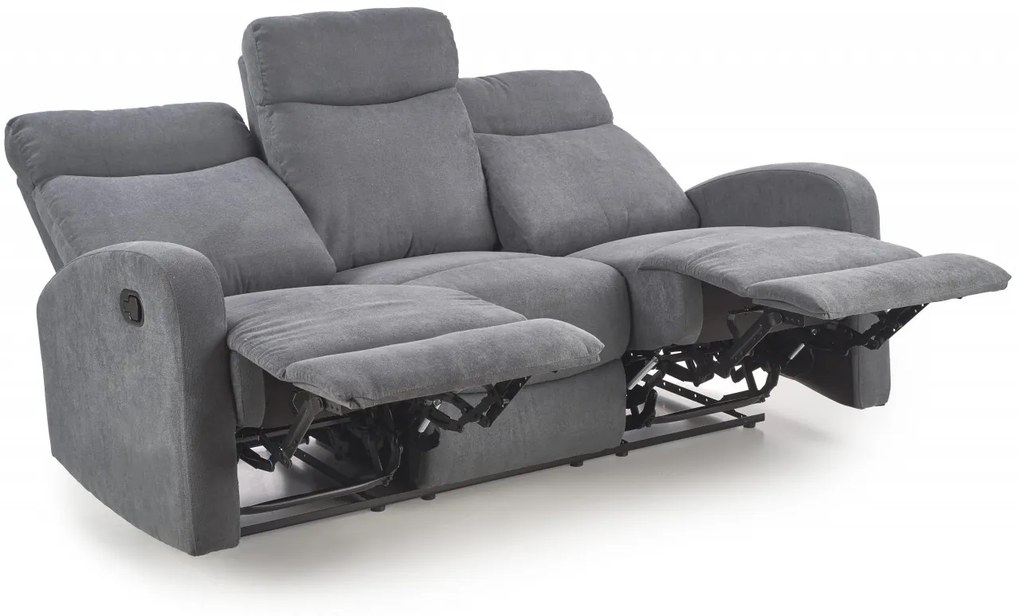 Canapea recliner Oslo 3S stofa gri inchis H100 cm
