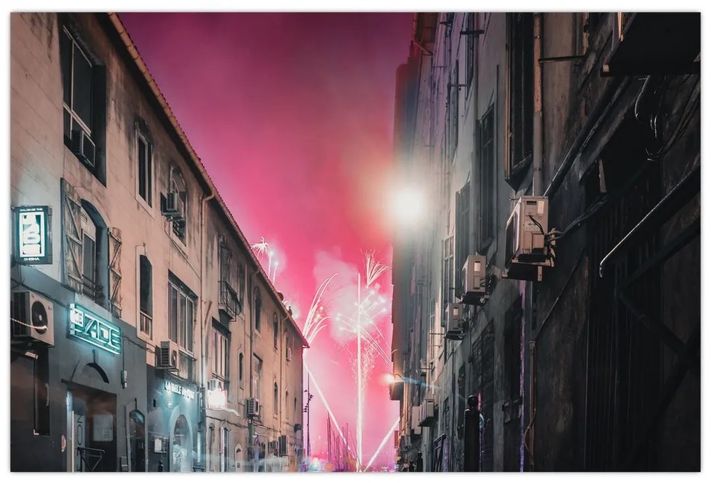 Tablou - Artificii din Marseille (90x60 cm)