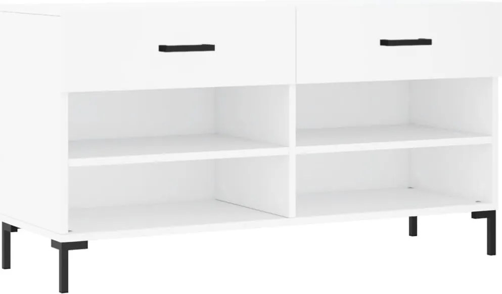 vidaXL Bancă de pantofi, alb, 102x35x55 cm, lemn prelucrat