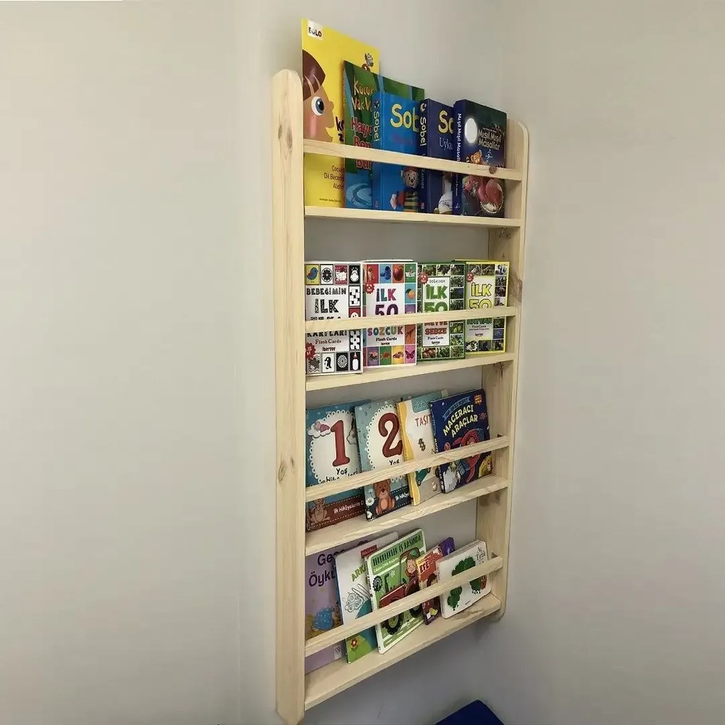 Raft organizator carti si caiete 100×49×7.5 cm – lemn natur, Ori A-620