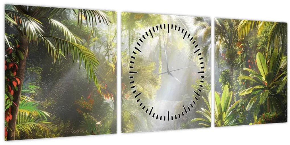 Tablou - Pădure tropicală (cu ceas) (90x30 cm)