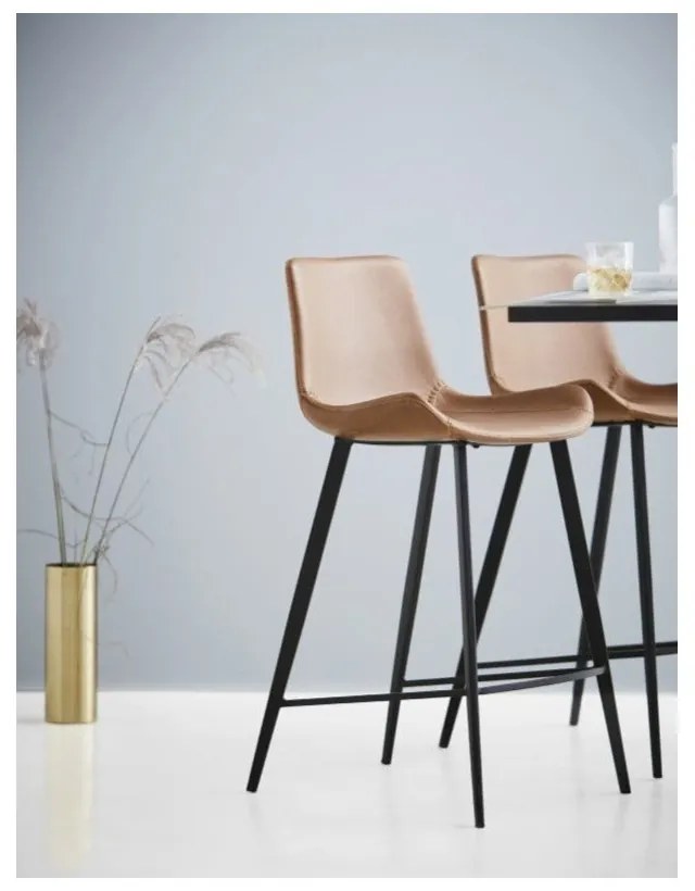 Scaun de bar din piele artificială DAN-FORM Denmark Hype, maro deschis