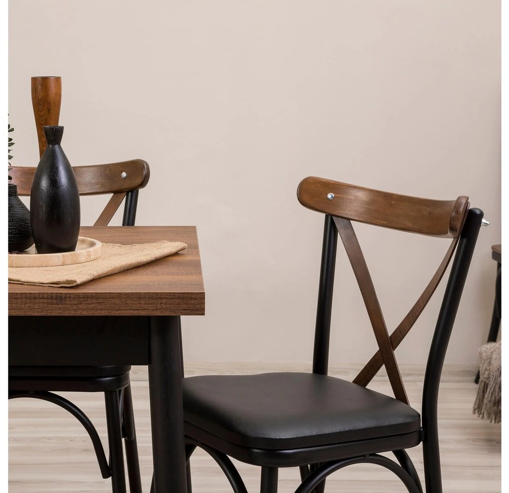 Set mobilier sufragerie Duvasa 9 (negru) (pentru 4 persoane). 1093809