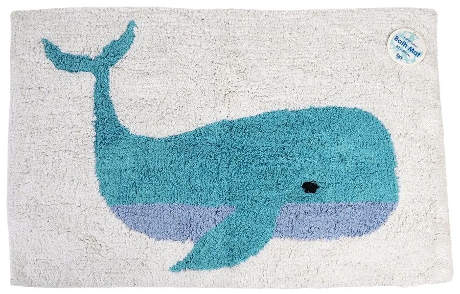 Covoraș de baie alb/albastru 52,5x83 cm Whale – Rex London