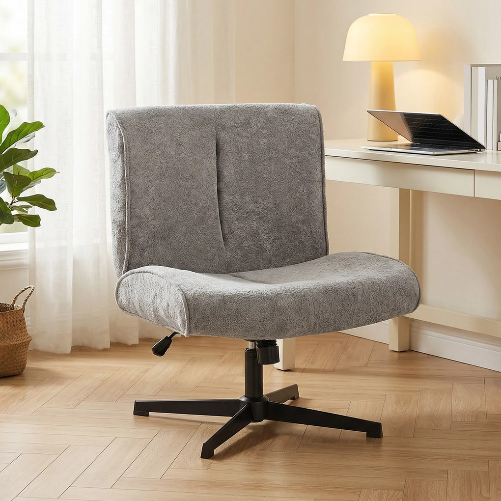 HOMCOM Scaun accent rotativ, fotoliu lounge tapițat cu catifea, reglabil pe înălțime pentru living, birou, gri | Aosom Romania