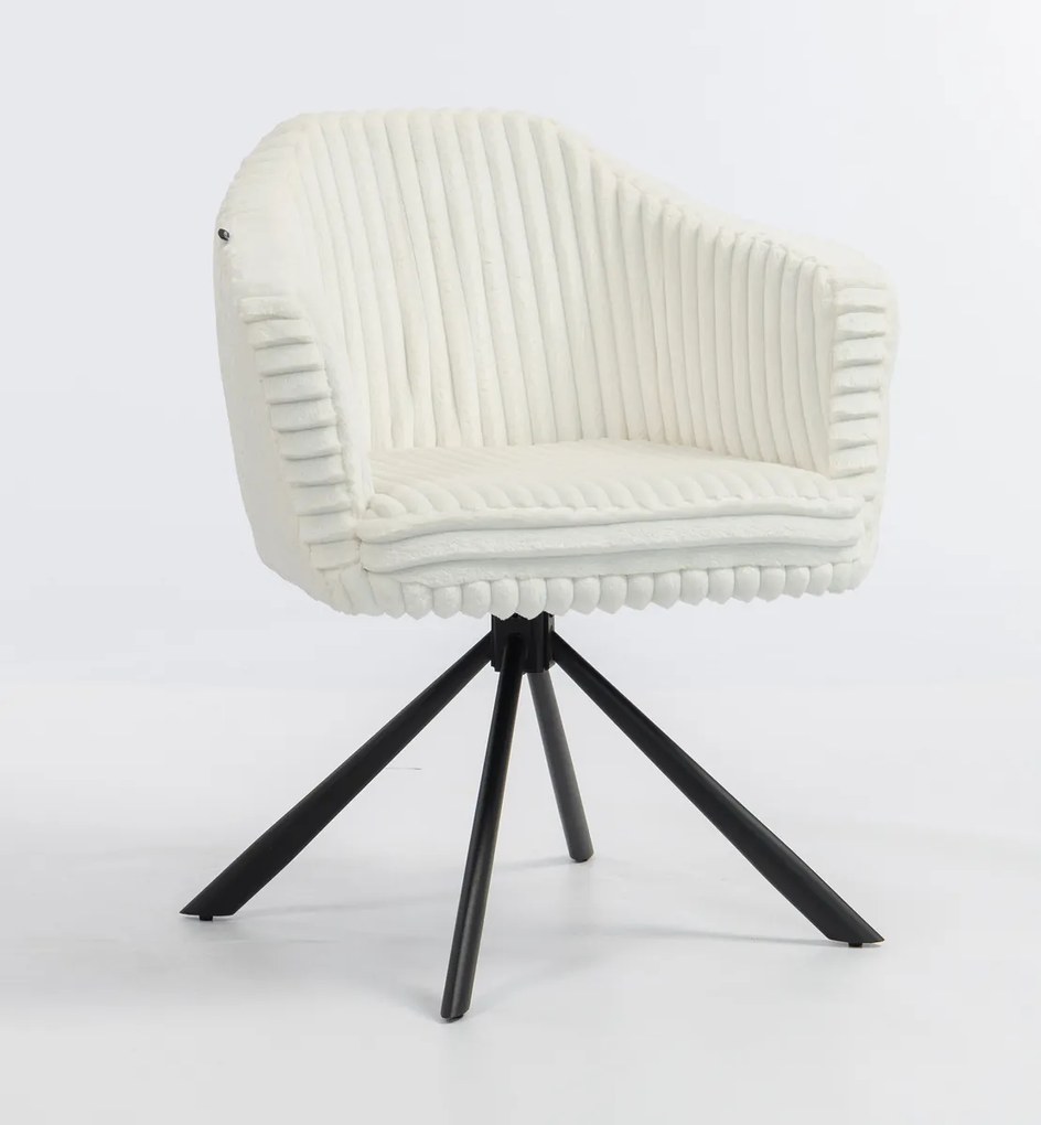 HR832 BAZĂ STEA Scaun Alb Teddy Cord cu Bază Neagră